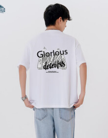 顶峰保罗（Dingfengbaoluo）纯棉夏季宽松休闲T恤字母印花情侣装短袖上衣DF003白色XL