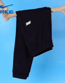鸿星尔克（ERKE）红星官网旗舰冰丝新款宽松薄款休闲裤男士潮流垂感运动束脚男生裤 正黑 XL