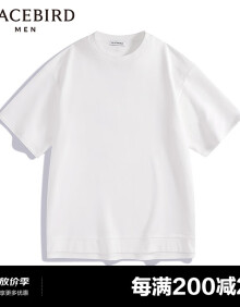 太平鸟男装【商场同款】2024夏季新款休闲刺绣短袖T恤 B2CNE2Z05 白色1（阔型） S