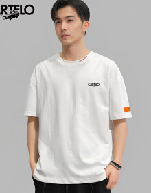 卡帝乐鳄鱼（CARTELO）短袖男春夏季韩版短袖T恤男士宽松上衣服外套男装 白色 XL 