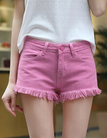 【红色牛仔短裤女夏】价格_图片_品牌_怎么样-京东商城