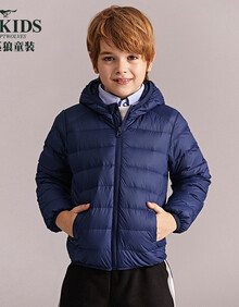 七匹狼童装儿童羽绒服多彩轻薄短款外套男童女童2019冬季新款中性款 163970702058 藏青 160cm