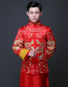 涵纱漫舞秀禾服唐装男古装新郎敬酒服长袍中式婚礼男士礼服和服汉服