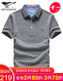 七匹狼丝光棉短袖T恤男2019夏季新品翻领商务中年男士POLO衫休闲男装纯棉上衣 003中灰色 175/92A(XL)