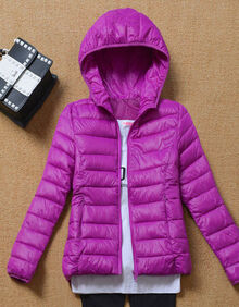 棉衣女 短款新款冬 韩版潮流轻薄棉服女连帽大码修身棉袄 紫色 3xl