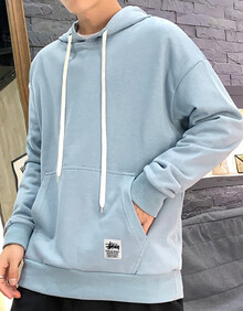 2019秋季新款卫衣男士连帽文字港风宽松套头帽衫男外套潮牌 亮蓝色 XXL