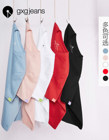 gxgjeans男装2019夏新款短袖打底衫男棉质纯色情侣圆领T恤潮 白色 180/XL