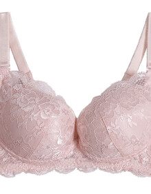 丝语莲花真丝内衣女无钢圈桑蚕丝文胸性感蕾丝胸罩 n61051-粉色 m