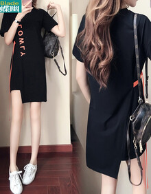 涂蝶幽 连衣裙女2019夏季流行新款潮网红小清新连衣裙小个子学生夏天裙子女装夏装 黑色 M