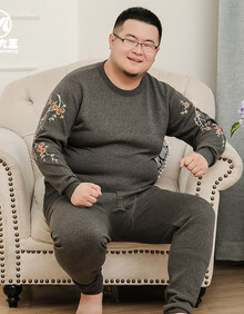 防寒内衣肥佬加肥加大黄金绒特大号 梅花加厚灰色 5xl(建议190-225斤)