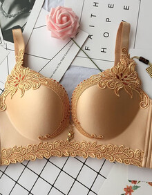火狐狸内衣香港火狐狸内衣官方幸福花文胸无钢圈聚拢加厚透气金狐狸