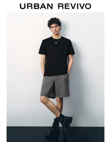UR2024夏季新款男装街潮设计感可拆链条棉质短袖T恤UMF440067 正黑 L