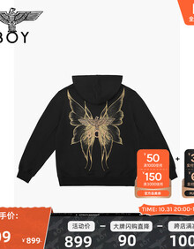 00boy london 潮牌针织连帽套头卫衣男女同款2022秋季蝴蝶logo宽松