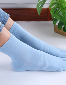 两指袜女二趾袜纯色2齿袜中筒女袜分指袜人字拖分两趾袜子3双 天蓝色