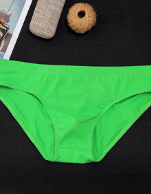 内裤男士一片式棉质男生透气大码运动u凸三角裤青年短裤头底裤衩 绿色