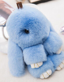 小兔子毛绒玩具垂耳兔玩偶长耳兔书包挂件长毛兔公仔手机挂饰 天蓝色
