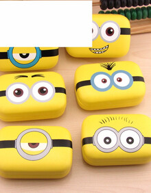 新款可爱隐形眼镜盒小黄人表情卡通美瞳伴侣盒 5个图案随机 均码