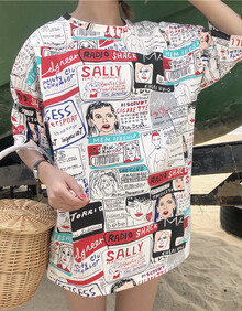 网红街拍同款上衣服hiphop酷酷的帅气街头嘻哈压缩女生短袖t恤衫 白色 M