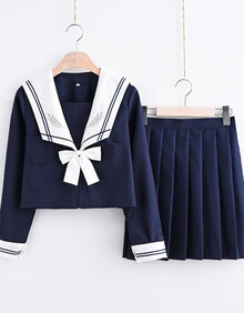 日系正统jk制服女套装学生装软妹可爱半身百褶裙校服班服水手服学院风 二本刺绣长袖套装 S