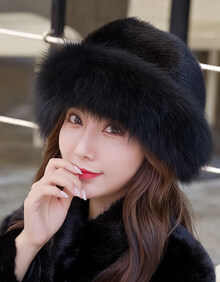 女冬天貂皮帽冬季新款水貂毛帽子狐狸毛女士优雅整貂皮草保暖帽子