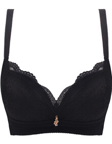 杰奎琳内衣女无钢圈小胸聚拢上托收副乳防下垂调整型文胸矫正 黑色