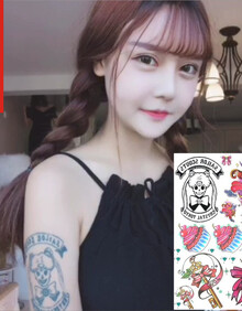 【纹身男女】网红韩安冉纹身贴同款美少女蝴蝶结手臂纹身贴 冰淇淋