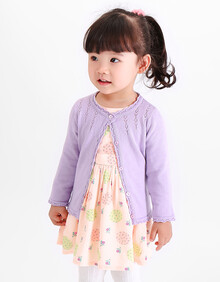 恩恩熊女童秋装开衫毛衣3岁1婴儿童装2019新款潮中小童打底衫春秋针织衫女宝宝外套 浅紫色 100