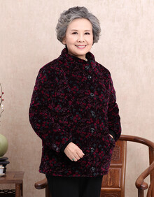 老年人棉衣女60-70-80岁奶奶冬装棉袄老太太加厚外套90老人女装衣服妈妈装宽松冬季棉服 樱桃棉衣红色 5XL(建议体重146-160斤)