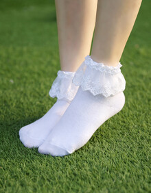 袜子女短袜袜日系蕾丝公主花边袜ita原宿学生 白色 3双装买 均码