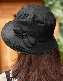 奥戈丝遮阳帽子女夏天时尚渔夫帽小沿太阳帽可折叠盆帽户外凉帽 黑色