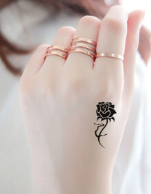 【1张8贴】纹墨轩虎口玫瑰花防水纹身贴 花图腾纹身贴纸女 8朵优雅