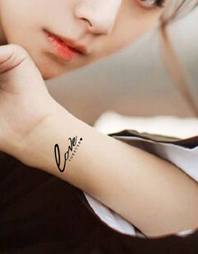 个性黑色英文防水纹身贴 手腕锁骨情侣款防水纹身贴纸 英文爱到永远