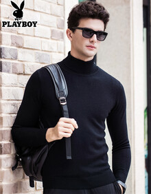 男高领拉链羊毛衫