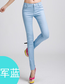 糖果色铅笔裤时尚休闲女裤子lqc 海军蓝 29码\/