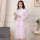 浅紫纯棉纱布浴袍