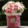 进口粉蔷薇玫瑰绣球洋桔梗等组合花筒