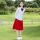 【女款两件套】纯白长袖衬衫+红