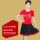 T1107大红短袖+6066红边裙