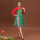 立领吊穗大红+绿色纱裙
