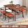 胡桃色1桌4椅-桔皮坐垫 一桌四椅