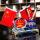 我爱中国+红旗+蓝色水晶笔筒