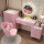 粉色80CM桌+智能镜+边柜+花瓣椅+五斗柜