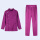 男偏襟立领紫色长袖上衣裤