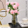 牡丹花-粉色6枝+灰色玻璃瓶