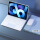 天蓝色-白色方形触控键盘+充电鼠标