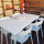 白色4椅+120 70cm碳钢长桌