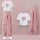白色短柚袖+粉色工装裤【套装】