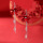 银针：红色花瓣树叶弯钩耳线耳环
