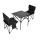 方形黑色折叠桌+二把椅