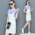白色裙+紫T恤